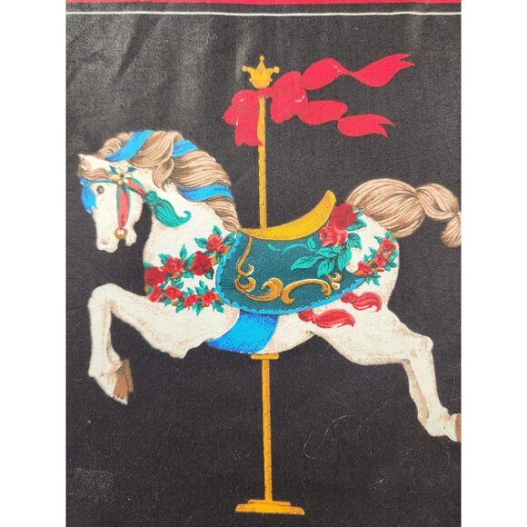 Vintage Carousel Horse Fabric Panel Cranston Print Red Blue Quilting Material Ca - Picture 5 of 16